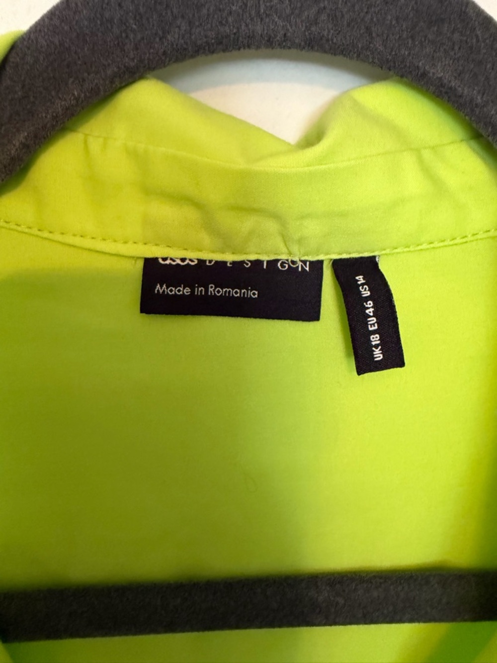 ASOS Design Neon Lime Button-Up Blouse Oversized Fit - US 14 - Picture 2 of 5